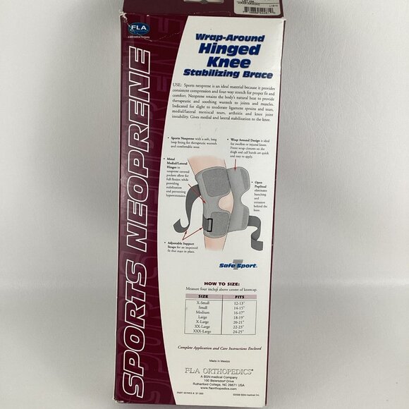 Sports Neoprene Wrap Around Hinged Knee Stabilizing Brace Size XL Black - Picture 4 of 7